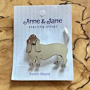 NEW Sterling Silver Basset Pin by Anne and Jane